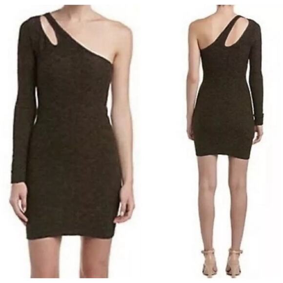 BCBGENERATION One Shoulder Bodycon Dress XS/S‎ NWT y2k Brown Textured - Picture 1 of 12